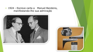  1924 - Escreve carta a Manuel Bandeira, 
manifestando-lhe sua admiração 
 