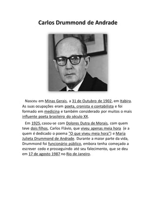 Carlos drummond de andrade - biografia | DOCX