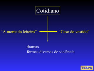 “ A morte do leiteiro”  “ Caso do vestido” Cotidiano dramas formas diversas de violência 