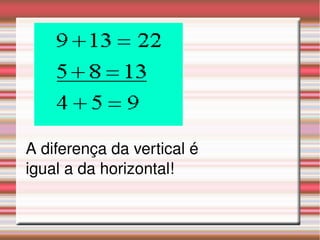 A diferença da vertical é 
igual a da horizontal!
 