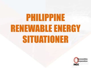 PHILIPPINE
RENEWABLE ENERGY
SITUATIONER
Renewables
Corporation
 