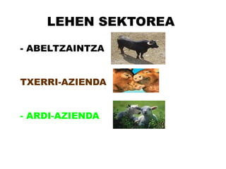 LEHEN SEKTOREA

- ABELTZAINTZA


TXERRI-AZIENDA


- ARDI-AZIENDA
 
