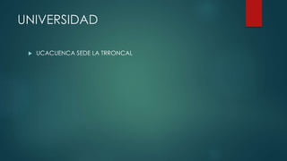 UNIVERSIDAD
 UCACUENCA SEDE LA TRRONCAL
 