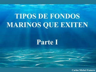 TIPOS DE FONDOS
MARINOS QUE EXITEN
Parte I
Carlos Michel Fumero
 