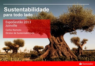 1
ExpoGestão 2013
Joinville
Carlos Nomoto
Diretor de Sustentabilidade
Sustentabilidade
para todo lado
 