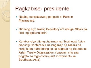 NanilbihannoongMarso 23, 1957- Disyembre 30, 1961