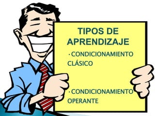 •CONDICIONAMIENTO
CLÁSICO



•CONDICIONAMIENTO
OPERANTE
 