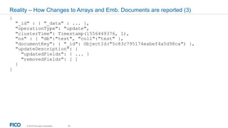 © 2019 Fair Isaac Corporation. 35
Reality – How Changes to Arrays and Emb. Documents are reported (3)
{
"_id" : { "_data" ...