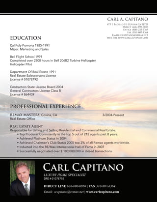 Carl Capitano Real Estate Agent Resume