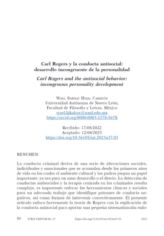 Carl Rogers y la conducta antisocial: desarrollo incongruente de la personalidad