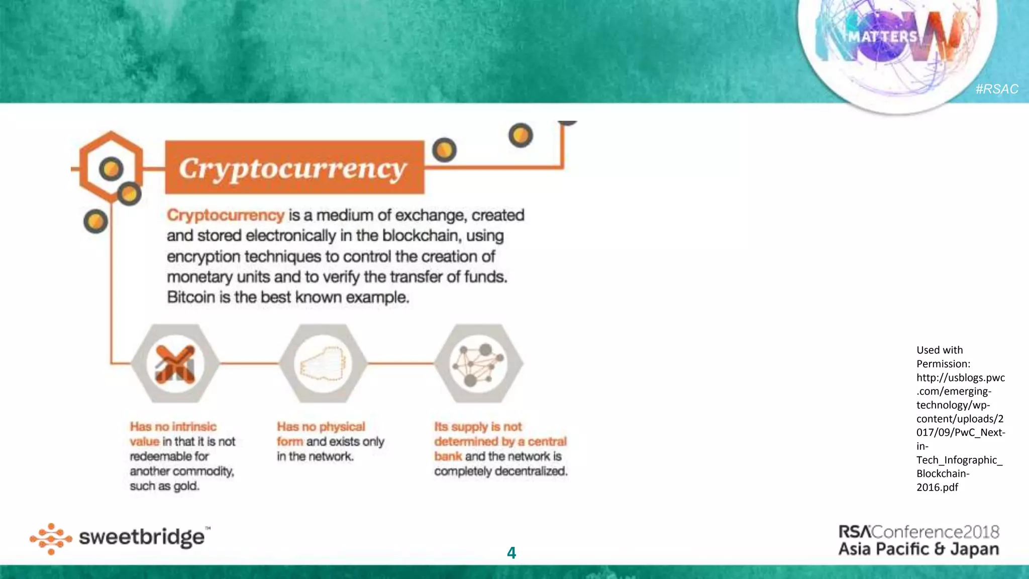 #RSAC
4
Used with
Permission:
http://usblogs.pwc
.com/emerging-
technology/wp-
content/uploads/2
017/09/PwC_Next-
in-
Tech_Infographic_
Blockchain-
2016.pdf
 