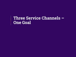 Three Service Channels –
One Goal
 