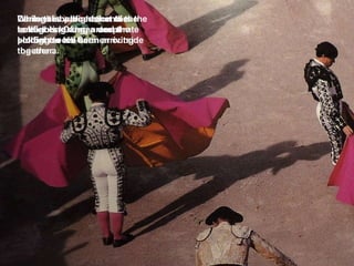 During the procession of the toreadors, Carmen and the bullfighter are seen arriving together.  Carmen is warned that the soldier is lurking around plotting to kill her.  While the bullfighter enters the bullfighting ring, a desperate soldier meets Carmen outside  the arena.  