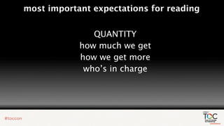 most important expectations for reading


               QUANTITY
            how much we get
            how we get more
             who’s in charge
 