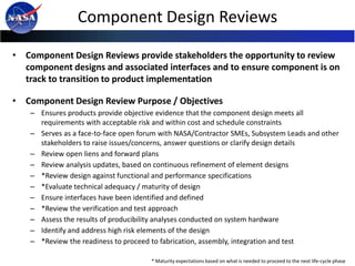 Component Design Reviews

• Component Design Reviews provide stakeholders the opportunity to review
  component designs an...