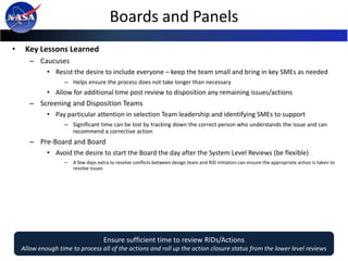 Boards and Panels
•    Key Lessons Learned
       – Caucuses
             • Resist the desire to include everyone – keep t...