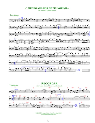 ?
bb
bb 4
2
Voz
Œ ‰
J
œ
% œ œ œ œ œ œ ˙ ≈
.
J
œ œ œ œ œ œ œ œ œ ˙ ˙ œ œ œ œ œ œ œ œ œ œ œ
?
bbbb ..
12
œ œ œ œ œ œ œ œ œ œ œ œ œ œ œ œ ˙ œ œ œ œ ˙
˙
b ≈
.
J
œ œ œ œ œ œ œ œ œ
?
bb
bb ..
21 œ
œ
œ œ ˙ œ œ œ œ œ œ œ œ œ .
œ
J
œ œ œ œ œ œ œ .
œ J
œ œ œ
œ œ
œ ˙
1.
œ œ
œ œ
? bbbb
31 2.
œ œ
œ œ œ
œ
œ .
œ
œ œ
œ œ œ
œ
œ .
œ œ œ œ œ ˙ œ œ œ œ œ œ ˙
n ˙ œ œ œ œ œ œ œ œ œ
n œ
?
bb
bb
42
œ œ œ
œ ˙ œ
.
œ œ œ œ œ œ œ œ œ œœ œ
œ ˙ œ œ œ œ œ œ œ ˙ .
œ œ œ œ œ œ œ œ
?
bb
bb
53
œ œœ œ ˙ .
œ œ œ œœ .
œ
J
œ œ œ
n œ œ œ œ œ œ
n œ
œ ˙ œ
œœ œ œ œ œ œ œ ˙ œ œ œ œ
? bb
bb ..
64 ˙ ˙ œ .
œ œ œ œ
b œ œ œ œ œ œ œ œ œ ˙ œ œ œ œ œ œ œ œ œ œ œ œ œ œ ˙
?
bb
bb ..
74
œ .
œ œ œ 1.
œ œ œ œ ˙ œ œ œ œ 2.
œ œ œ œ œ
œ œ œ œ œ
Ao %
œ
œ
nnnn#
Introd.
˙
? ˙ ˙ .
œ
‰ ˙ ˙ ˙ .
œ
‰
œ
œœ ˙
œ
œœ ˙
œ œ œ
*
.
œ œ œœœ œ œ œ œ
Œ
? # .. ..
103 %Voz
˙ ˙ œ œ œ .
œ
J
œ œ œ œ œ œ œ œ ˙ œ Œ ˙ ˙ ˙ ˙ œ œ
? #
116 .
œ
J
œ ˙ ˙ œ œ œ .
œ œ œœ œ ˙ ˙ œ .
œ œ œ œ œœ œ ˙ Ao %
e D. C.
˙ *˙ œ ‰ J
œ
Trombone
©EDIÇÃO: Jorge Nobre / Ipu-Ce. - Mar/2010
jorgenobredosax.blogspot.com
RECORDAR
Alcir Louro, Aluisio Marins e Adolfo Macedo
O MUNDO MELHOR DE PIXINGUINHA
Jair Amorim e Evaldo Gouveia
Trombone
83
G E 7 Am D7 G D7 C D7
1a Vez
2a Vez
G7
G E m7 Am D7 G D7 G
C G D7 G C D7 G D7
 