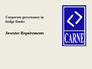 Corporate governance in
hedge funds:


Investor Requirements
 