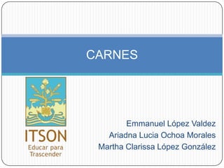 CARNES

Emmanuel López Valdez
Ariadna Lucia Ochoa Morales
Martha Clarissa López González

 