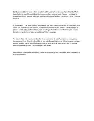 AEGBN lamentó el fallecimiento de Don Tiburcio Pérez Gzz, fundador de