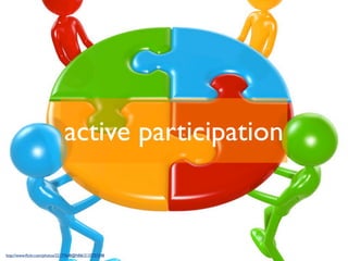 active participation



http://www.ﬂickr.com/photos/22177648@N06/2137737248
 