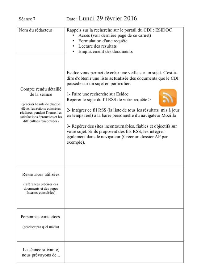 Carnet de bord AP projet seconde 201516
