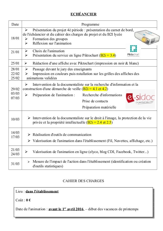 Carnet de bord AP projet seconde 201516