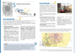 Les contraintes climatiques locales impactent le confort thermique des bâtiments et des espaces libres,
privés et publics. Elles déterminent les consommations énergétiques des constructions.
Penserleprojetd’urbanismeavecleclimat,c’estatténuerouvaloriserlescaractéristiquesdumicroclimat,
depuis l’échelle du village ou de la ville jusqu’à celle de la parcelle et du bâtiment, et composer des
aménagements adaptés aux caractéristiques des climats :
18…
Analyses thématiques
5
sobriété efficacité renouvelables
6
Voir : le PLU de Grenoble : diagnostic et intégration des enjeux climatiques dans les orientations d’aménagement et les règlements ; le PLU durable de la
communauté d’agglomération d’Agen - 7
Le PDU organise une politique globale de mobilité : intermodalité, transport des personnes et des marchandises,
tarification, services, etc. Un PLU intercommunal peut valoir PDU - 8
Article L. 123-1-5 alinéa 11 du Code de l’urbanisme.
Les transports constituent le deuxième poste de
consommations énergétiques en France, et le
premier dans le Puy-de-Dôme, du fait de l’explosion
des déplacements et d’un aménagement du
territoire organisé pour l’automobile. Les projets
d’urbanisme doivent permettre de limiter les
besoins de déplacement en véhicule individuel et
de faciliter le report vers les transports collectifs ou
doux. 	
Les SCoT, PDU7
ou PLUI, en intervenant à une échelle
large, sont plus adaptés qu’un PLU pour agir sur la
mobilité.
Il peut fixer les caractéristiques de différentes voiries et « les conditions de desserte par les voies et
réseaux, des terrains susceptibles de recevoir des constructions ou de faire l’objet d’aménagements8
».
La proximité de transports collectifs permet d’imposer une densité minimale de constructions.
Sur les préconisations d’un SCoT, un PLU peut :
•	 imposer l’urbanisation prioritaire des secteurs
ou bourgs desservis par les transports collectifs ;
•	 subordonner l’ouverture à l’urbanisation
de nouvelles zones à leur desserte par les
transports collectifs.
Le PLU peut réduire les besoins en mobilité de
plusieurs manières :
•	 en privilégiant la mixité fonctionnelle afin de
limiter la nécessité du recours à la voiture
individuelle (domicile / travail / services,
commerces) ;
•	 en programmant une densité qui justifie la
desserte par des transports en commun ;
•	 en organisant le partage modal de la voirie :
équipements, cheminements piétons et
cyclistes, politique de stationnement, aires de
covoiturage, transports en commun en site
propre, parkings-relais, etc.
Tramway, Clermont-Ferrand (63)
Lille métropole Communauté Urbaine
SCP CFD - Services et déplacements pédestres, Fontannes (43)
•	 localiser les ensembles bâtis : 	
en évitant les sites exposés à des contraintes
climatiques fortes (masses d’air froid des fonds
de vallées, sommets ou versants exposés aux
vents), 	
en exploitant les protections naturelles contre
les vents dominants d’hiver (relief et boisements
ou haies brise-vent), l’ensoleillement (orientation
sud des façades principales et des jardins), les
courants d’air estivaux (effets de fœhn, vents
dominants d’été) ;
•	 adapter les formes urbaines : pour protéger
les espaces de vie par des fronts bâtis continus,
adapter l’orientation des voies, améliorer la
compacité du bâti pour limiter les échanges
thermiques dans les contextes climatiques
rudes, garantir la perméabilité aux brises d’été,
développer des surfaces perméables et plantées ;
•	 développer la conception bioclimatique des
constructions et des aménagements : choisir
une implantation et une orientation efficaces
des bâtiments et de leur distribution intérieure
(pièces de vie au sud, locaux de service au nord),
rechercher l’ensoleillement optimal (valorisation
passive et active des apports solaires, éclairage
naturel), développer la ventilation naturelle, la
protection contre les fortes chaleurs (brise-soleil,
écrans végétaux, dispositifs de rafraîchissement
passif, stockage des eaux de pluie et gestion
de l’évaporation), améliorer l’inertie des
constructions.
«Méthode :
Le diagnostic, première étape du PLU, doit décrire et cartographier les conditions climatologiques
du territoire étudié et de ses différents secteurs, avec des indicateurs tels que : rose des vents et
températures moyennes mensuelles, précipitations, brouillards, orages, événements exceptionnels...
Le projet de territoire et les documents du PLU seront ensuite adaptés à ces contraintes6
.
LorsquelesdonnéesdeMétéoFrancenesontpasdisponibles,l’expériencedeshabitants,notamment
des agriculteurs, est une source d’information précieuse.
URCAUE du Languedoc-Roussillon, extrait de l'exposition « Vivre et construire avec le climat »
Aménager avec le climat
Mobilité et transports
sobriété efficacité renouvelables
 