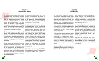 PROJET 4
Le Salons des Métiers
La croissance économique du Cameroun
est plutôt stable, se situant en moyenne
à 4% au cours des trois dernières années.
Avec un taux d’inflation de 2.5% et une
croissance démographique du même
ordre, l’activité économique n’est pour
autant pas de nature à créer une valeur
conséquente afin que l’offre d’emploi
puisse adéquatement répondre à la de-
mande. Il en résulte une augmentation
croissante du chômage des jeunes.
Ce chômage des jeunes est également dû
à une forte inadéquation entre les for-
mations académiques et la réalité éco-
nomique, ainsi qu’à une mauvaise orien-
tation des lycéens et collégiens dans le
choix de leurs programmes d’études uni-
versitaires.
Penser aujourd’hui aux besoins futurs des
entreprises, orienter pour l’année à venir
les élèves ambitieux et talentueux dans
le seul but d’assurer des ressources hu-
maines à la hauteur des enjeux de notre
économie pour les prochaines années,
tels sont les objectifs visés par la Synergie
de la Jeunesse Camerounaise à travers le
«Salons des Métiers».
Le Salons des Métiers est un lieu d’infor-
mation, d’orientation et de conseils sur
les études à suivre après le baccalauréat
et les débouchés professionnels dispo-
nibles. C’est également un lieu d’échange
entre élèves et jeunes cadres.
Le Salons des Métiers s’adresse principa-
lement aux élèves inscrits en classes de
Première et Terminale des établissements
d’enseignement secondaire général et
technique du Cameroun. Il s’agira pour
les entreprises, de mettre à la disposition
des collégiens et lycéens, leurs cadres
volontaires âgés de 20 à 35 ans, chargés
de faire découvrir aux élèves les compé-
tences et les débouchés des différentes
filières. Ainsi que les perspectives et les
projections de leurs secteurs pour la pro-
chaine décennie, en matière de besoins
réels en RH, dans l’optique de mieux les
guider dans le choix de leurs formations
universitaires.
Organisé sous le parrainage du GICAM, la
première édition de cette activité annuelle
se déroulera en Août 2014, à Douala.
PROJET 5
Le Job Dating
Les universités et les grandes écoles ca-
merounaises produisent chaque année
des dizaines de milliers de diplômés dont
beaucoup se retrouvent au chômage, non
toujours du fait de leur manque de com-
pétences, mais très souvent du fait de
leurs difficultés à posséder la claire infor-
mation et par la suite obtenir un entretien
d’embauche. Le principal obstacle auquel
se heurtent les jeunes dans cette quête de
réalisation de soi est le premier contact
avec un employeur.
C’est dans cette optique que nous avons
pensé l’activité dénommée Job Dating.
En effet, un CV et une lettre de motiva-
tion ne suffisent pas toujours pour retenir
l’attention. Nous voulons donner plus de
chance aux candidats au recrutement et
permettre aux entreprises de dénicher les
talents.
Le «Job Dating» est une journée de ren-
contre entre professionnels, chasseurs de
tête et étudiants. C’est l’occasion ultime
pour l’étudiant de rencontrer des person-
nalités majeures d’une multitude d’en-
treprises et d’exposer en 3 minutes par
entretien, son parcours académique, son
savoir-faire, ses qualités, ses motivations
et son projet de carrière.
Le «Job Dating», c’est enfin un cadre
réservé aux professionnels soucieux de
développer une stratégie de marketing
social à travers l’accompagnement des
étudiants. Ils donneront des conseils sur
l’élaboration de CV, la préparation d’un
entretien d’embauche ou encore la ges-
tion de carrière.
Articulation de l’Université d’été du GI-
CAM, la première édition du Job Dating
se déroulera en Juin 2014 à Douala. Nous
envisageons de recevoir une centaine
d’entreprises.
64 65
 