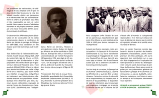 Les problèmes de malnutrition, de chô-
mage et de sous emplois sont de plus en
plus criards chez les jeunes; la crise des
valeurs morales atteint son paroxysme
et la méritocratie n’est pas systématique-
ment le critère de promotion des élites
et des responsables au sein de notre
société. Notre pays a besoin d’idéologies
nouvelles et de projets novateurs portés
par une classe renouvelée d’élites socio-
économiques et politiques.
En observant les différentes phases d’évo-
lution et de construction de la nation
camerounaise depuis la conférence de
Berlin qui décida du partage de l’Afrique
en 1884-1885, nous constatons le rôle
majeur qu’ont de tout temps joué les 20-
40 ans.
Tout d’abord face à l’administration alle-
mande, Rudolf Douala Manga Bell, chef
du canton Bell, âgé de 38 ans en 1910,
s’oppose au plan d’urbanisation et d’ex-
propriation des terres décidé par le gou-
verneur allemand Théodore Seitz. Il est
pendu le 08 Août 1914 à 42 ans. Le même
jour, Martin Paul Samba est fusillé à l’âge
de 40 ans à Ebolowa, pour avoir monté
une rébellion en pays Bulu, indigné face
au traitement que l’administration alle-
mande réservait aux populations locales.
Quelque trois décennies plus tard, plu-
sieurs jeunes nationalistes regroupés au
sein de l’Union des Populations du Came-
roun (U.P.C.) batailleront pour l’indépen-
dance. Parmi ces derniers, l’histoire a
principalement retenu: Ruben Um Nyobe
qui démarre son action syndicale en 1944
à 31 ans. Trahi par les siens, il est livré aux
colons et exécuté par l’armée française le
13 Septembre 1958 alors âgé de 45 ans.
Félix Roland Moumié est porté à la tête de
l’U.P.C. lors du congrès d’Eseka de 1952 à
27 ans, et Ernest Ouandié élu Vice-prési-
dent lors du même congrès à l’âge de 28
ans.
Précision doit être faite de ce que Ahma-
dou Ahidjo, au préalable élu à l’Assemblée
Territoriale Camerounaise (ATCAM) à 23
ans, deviendra le premier président de la
République du Cameroun alors qu’il n’est
âgé que de 36 ans.
Nous soulignons enfin l’action de ceux
de nos parents qui, majoritairement âgés
entre 20 et 40 ans, se sont mobilisés entre
1990 et 1992 pour donner naissance au
multipartisme.
Suivant ces illustres exemples, notre pré-
occupation à la Synergie de la Jeunesse
Camerounaise (S.J.C.) vise à transformer
la psychologie de l’engagement des 15-35
ans d’aujourd’hui afin que dans 20 ans,
notre pays se réalise : fier de son histoire
autant que de sa diversité culturelle et
économiquement prospère.
Tout au long de ce carnet, la Synergie de
la Jeunesse Camerounaise (S.J.C.) donne
sa définition de ce que doit être un «bon
citoyen». L’accent est mis sur la nécessité
de se responsabiliser, les moyens pour le
devenir et les possibilités à la disposition
de tous les volontaires, pour encourager
nos congénères à s’engager sur la voie de
la réforme sociale par la réforme de SOI
d’abord afin d’incarner la «citoyenneté
responsable». Il ne tient qu’à chacun de
nous de décider de devenir, par le mérite
et la probité, le leader de la société came-
rounaise de demain.
Dans ce carnet, l’exercice consiste éga-
lement à donner la parole à des leaders:
présidents d’associations, jeunes entre-
preneurs et élites politiques, afin qu’ils
apportent leur contribution sur ce que
doit être l’engagement et l’implication de
notre jeunesse au service du développe-
ment culturel, social, économique et poli-
tique du Cameroun. Nous avons conclu le
guide par une présentation générale de
l’association Synergie de la Jeunesse Ca-
merounaise, au cas où dubitatifs, volon-
taires ou convaincus, nos frères et sœurs
du terroir et de la diaspora, désireraient
nous rejoindre.
DEMAIN ne se construit qu’avec l’IMPLI-
CATION de CHACUN … AUJOURD’HUI !
02 03
 