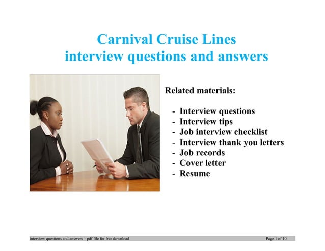 carnival cruise line video interview questions