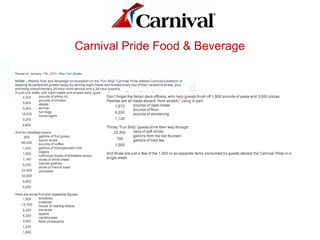Carnival Pride Food & Beverage
 