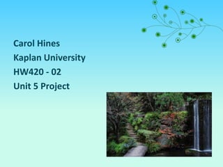 Carol Hines
Kaplan University
HW420 - 02
Unit 5 Project
 