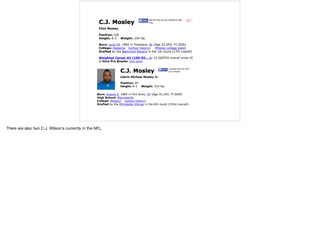 There are also two C.J. Wilson’s currently in the NFL.
 