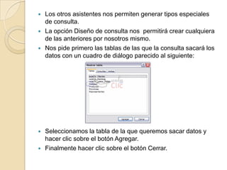 Como Crear una consulta. Pasos:Abrir la base de datos donde se encuentra la consulta a crear. Hacer clic en el botón diseño de consulta en la pestaña crear: