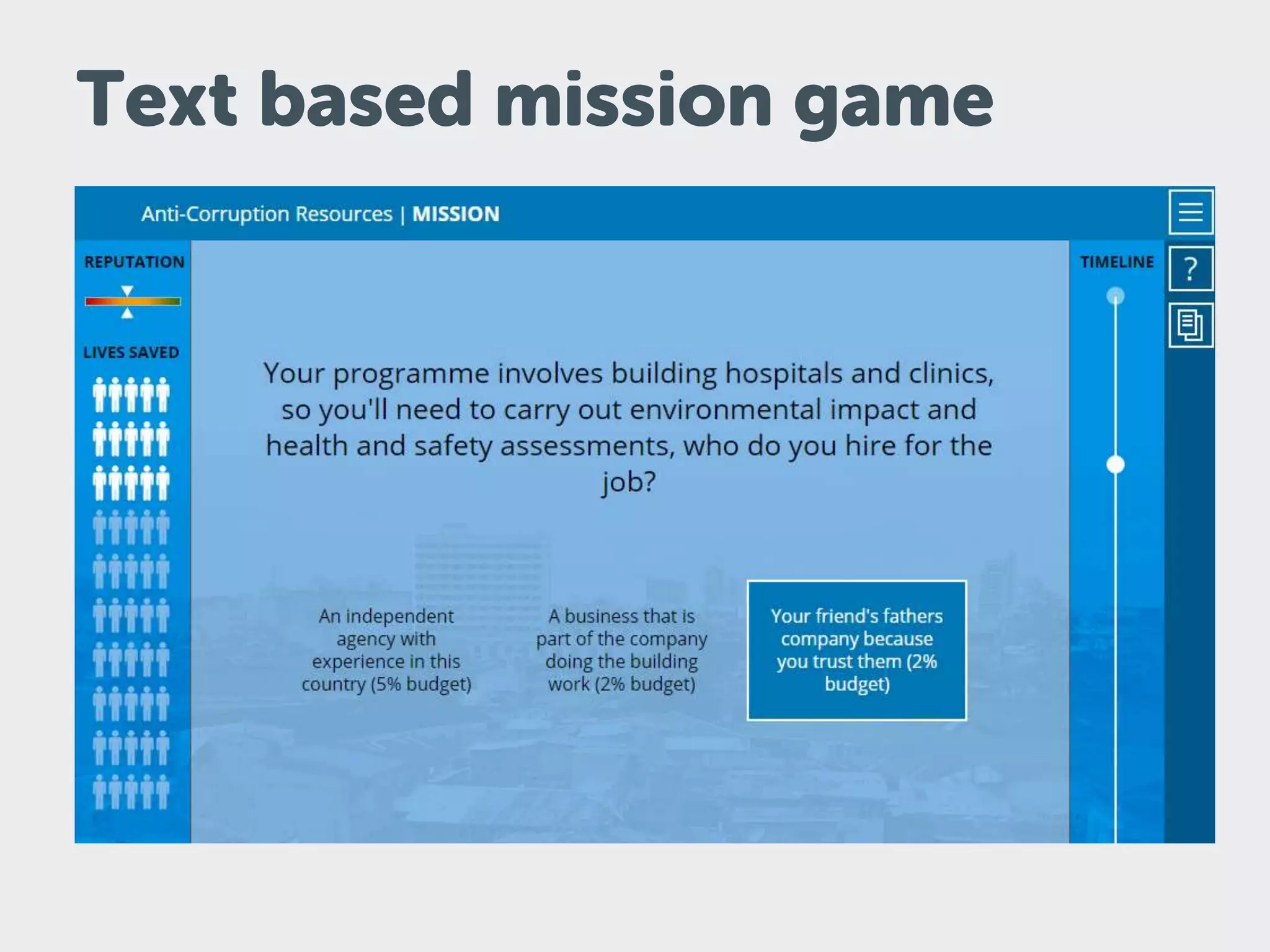 Text based mission game
 