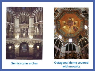 Octagonal dome covered
with mosaics
Semicircular arches
 