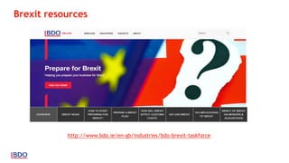 Brexit resources
http://www.bdo.ie/en-gb/industries/bdo-brexit-taskforce
 