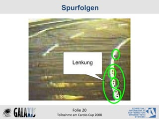 Spurfolgen




         Lenkung




         Folie 20
Teilnahme am Carolo‐Cup 2008
 