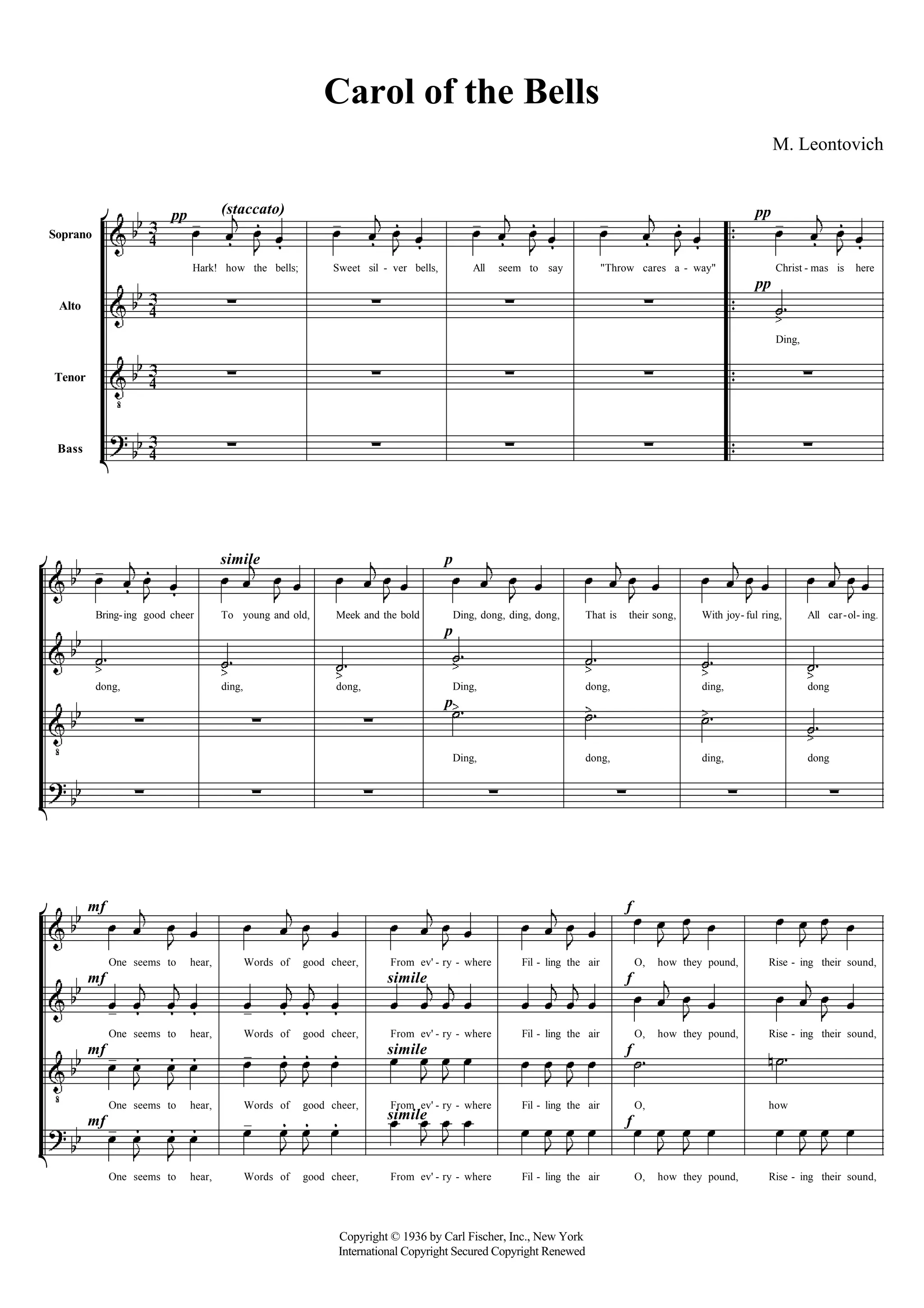 carol of the bells partitura completa de | PDF