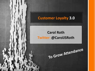 Customer Loyalty 3.0


      Carol Roth
Twitter: @CarolJSRoth
 