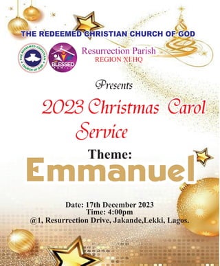 RCCG Carol Night. Annual Carol Season 2023 December