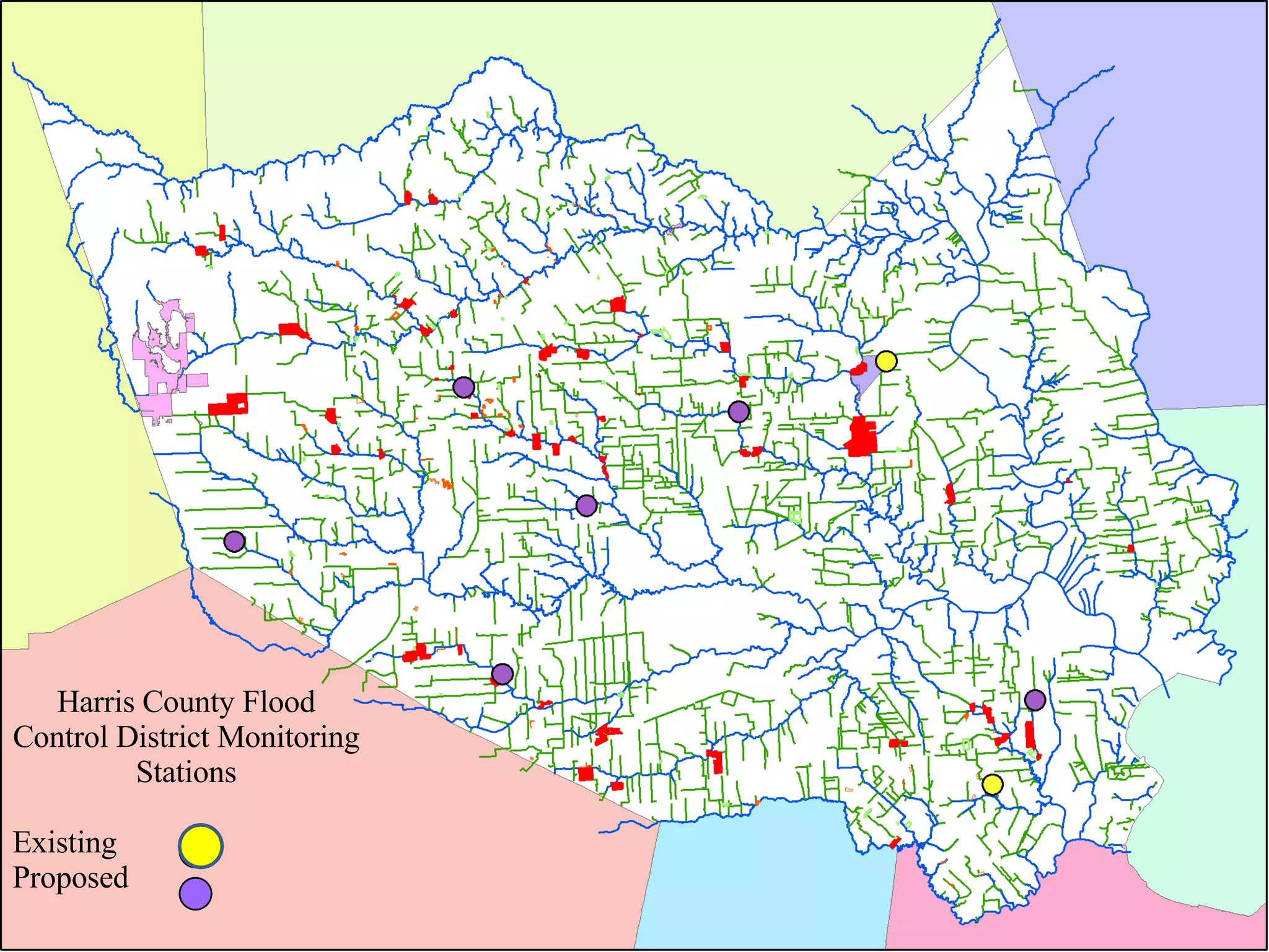 Harris County Flood Control District Monitoring Stations Existing Proposed