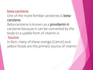 Carotenoids ppt. By Dr.U.Srinivasa, Professor and Head , Srinivas College of Pharmacy, Mangalore.