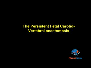 The Persistent Fetal Carotid-
Vertebral anastomosis
 