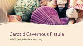 Carotid Cavernous Fistula
AdeWijaya, MD – February 2019
 