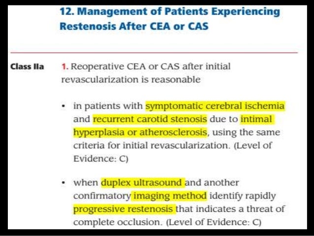 Management Of Carotid Artery Stenosis Evidence And Guidelines