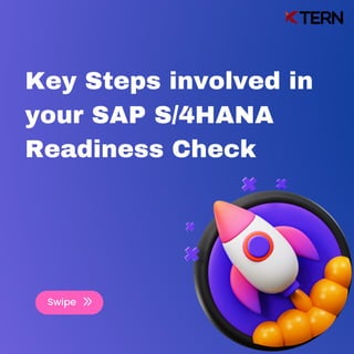 Swipe
Key Steps involved in
your SAP S/4HANA
Readiness Check
 