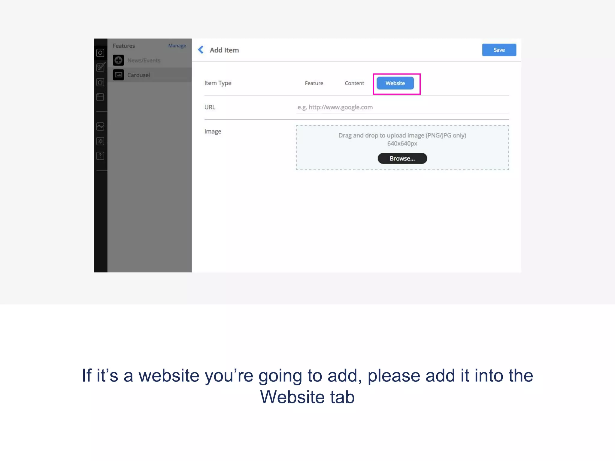 If it’s a website you’re going to add, please add it into the
Website tab
 