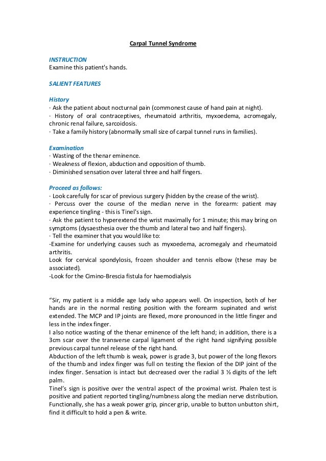 Sensory loss in carpal tunnel syndrome picture